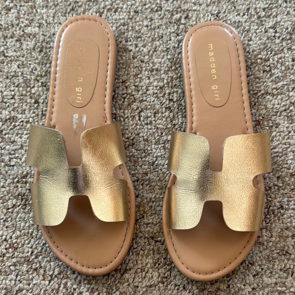 Madden Girl Gold Slide Sandals